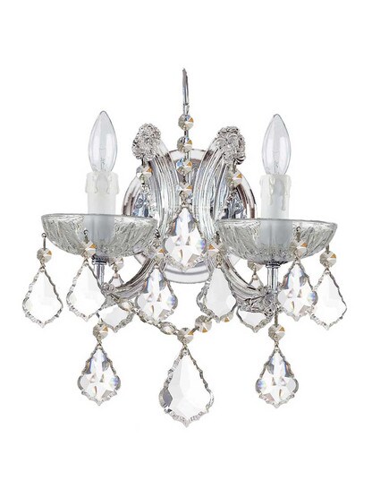 Maria Theresa Clear Crystal 2 Light Wall Mount in Polished Chrome.